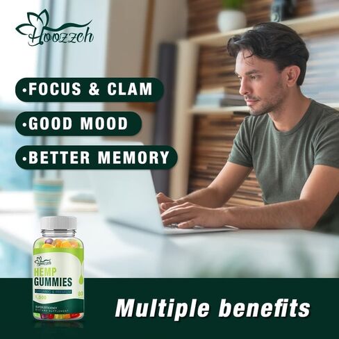 Premium Hemp Gummies High Potency for Pain Sleep Anxiety Relief Edible Gummy Made with Pure Organic Hemp Oil Advanced Extra Strength, with Omega 3 6 9 Vegan Gluten Free (1-Pack) in Saudi Arabia