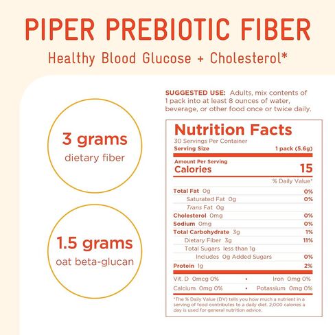Oat Beta Glucan Fiber Powder | Helps Maintain Healthy Blood Glucose Levels After Meals | High Molecular Weight Oat Beta-Glucan Soluble Fiber for Cholesterol & Heart Health | 30 Packets in Saudi Arabia