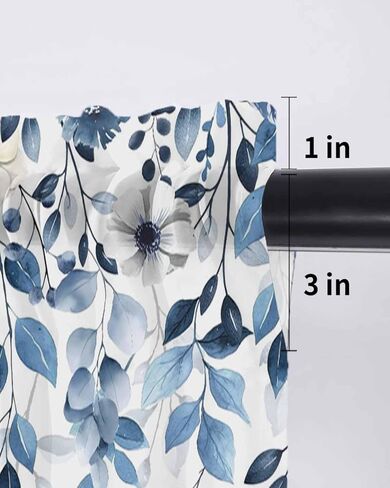Blue Coastal Botanical Sheer Kitchen Tier Curtains 24 inch length, Budding Eucalyptus Leaves Starfish Kitchen Sink Window Curtains, Nautical Marine Life Rod Pocket Short Half Drapes 27.5"x24" 2 Panels in Kuwait