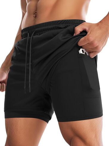 Aolesy Men's Gym Shorts with Liner 5"/7" Lightweight Running Shorts Mesh Workout Athletic Shorts with 5 Pockets in Saudi Arabia
