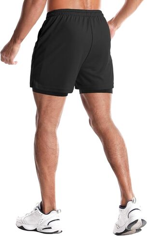 Aolesy Men's Gym Shorts with Liner 5"/7" Lightweight Running Shorts Mesh Workout Athletic Shorts with 5 Pockets in Saudi Arabia