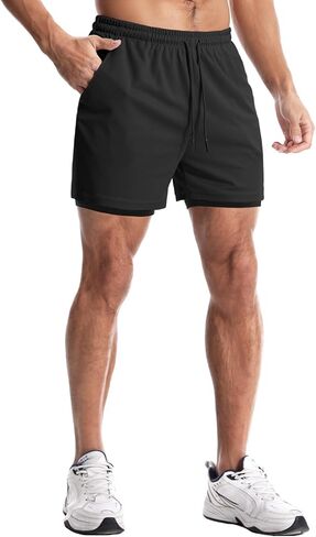 Aolesy Men's Gym Shorts with Liner 5"/7" Lightweight Running Shorts Mesh Workout Athletic Shorts with 5 Pockets in Saudi Arabia