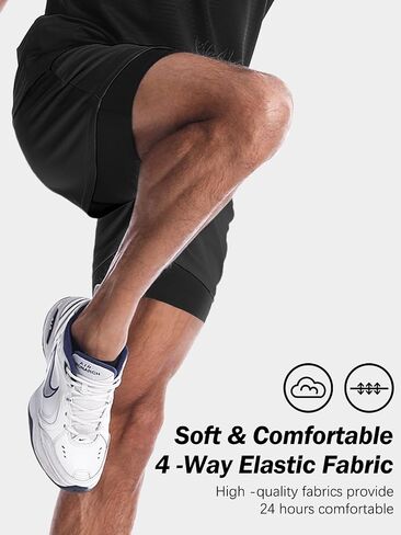 Aolesy Men's Gym Shorts with Liner 5"/7" Lightweight Running Shorts Mesh Workout Athletic Shorts with 5 Pockets in Saudi Arabia