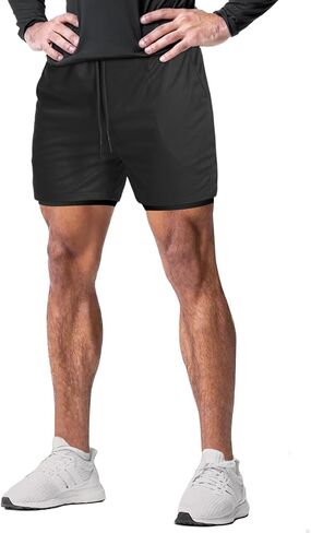 Aolesy Men's Gym Shorts with Liner 5"/7" Lightweight Running Shorts Mesh Workout Athletic Shorts with 5 Pockets in Saudi Arabia
