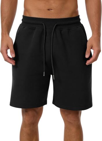 HeSaYep 2026 Men's Cotton Baggy Sweat Shorts 7" Fleece Lounge Shorts Casual Lightweight Drawstring Y2k Loose Fit Shorts in Kuwait