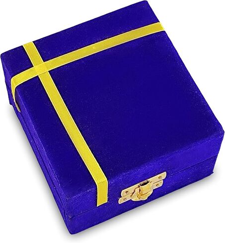 Gold Crystal Diya with Blue Velvet Gift Box Home Decoration Chrystal Piyali Dia Pooja Items Puja Gifts Handmade Oil Lamp Traditional Indian Dhanteras Deepawali Diwali Gift Items in Saudi Arabia