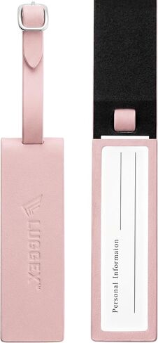 LUGGEX Leather Luggage Tag, Genuine Leather Luggage Tags for Suitcases, Luggage ID Tag with Magnetic Privacy Flap and Adjustable Strap (Black,1 Pack) in Saudi Arabia