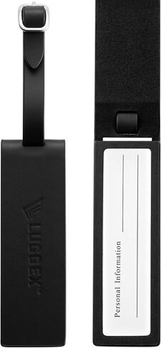 LUGGEX Leather Luggage Tag, Genuine Leather Luggage Tags for Suitcases, Luggage ID Tag with Magnetic Privacy Flap and Adjustable Strap (Black,1 Pack) in Saudi Arabia