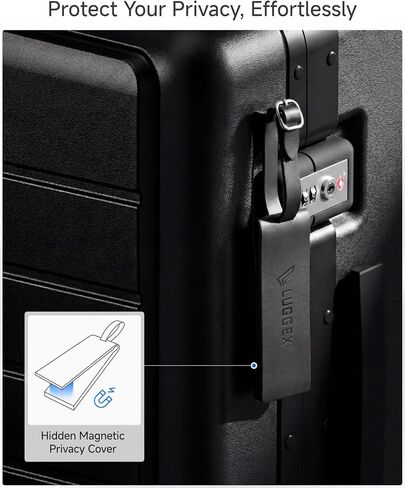 LUGGEX Leather Luggage Tag, Genuine Leather Luggage Tags for Suitcases, Luggage ID Tag with Magnetic Privacy Flap and Adjustable Strap (Black,1 Pack) in Saudi Arabia