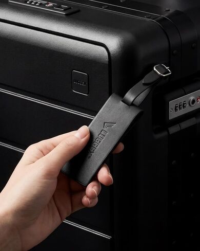 LUGGEX Leather Luggage Tag, Genuine Leather Luggage Tags for Suitcases, Luggage ID Tag with Magnetic Privacy Flap and Adjustable Strap (Black,1 Pack) in Saudi Arabia