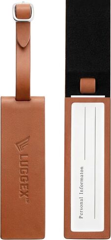 LUGGEX Leather Luggage Tag, Genuine Leather Luggage Tags for Suitcases, Luggage ID Tag with Magnetic Privacy Flap and Adjustable Strap (Black,1 Pack) in Saudi Arabia