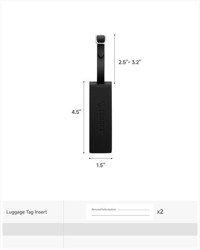 LUGGEX Leather Luggage Tag, Genuine Leather Luggage Tags for Suitcases, Luggage ID Tag with Magnetic Privacy Flap and Adjustable Strap (Black,1 Pack) in Saudi Arabia