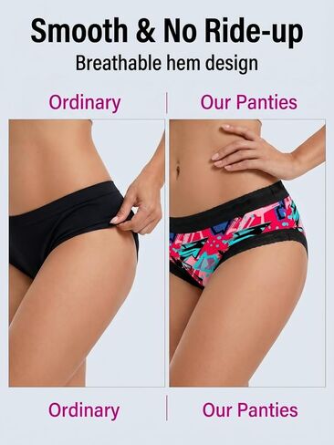 Morvia Women's 5 Pack Colorful Graphic Print Hipster Bikini Stretchy Contrast Lace Trims Graffiti Patterned Briefs in Saudi Arabia