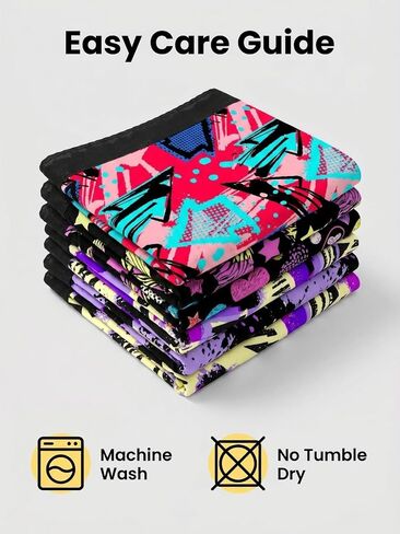 Morvia Women's 5 Pack Colorful Graphic Print Hipster Bikini Stretchy Contrast Lace Trims Graffiti Patterned Briefs in Saudi Arabia
