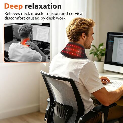 Neck Heating Pad with Massage, Heating Neck Wrap with 660nm 850nm Red Light, with 3000mAh Rechargeable, 3 Levels Heat & 3 Massage, Electric Nape Heating Pad for Soreness Stiffness in Saudi Arabia