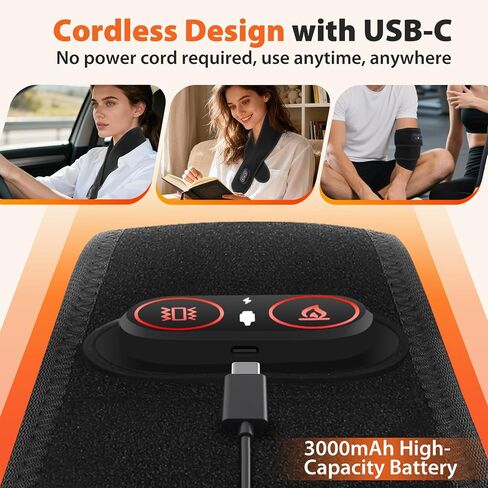 Neck Heating Pad with Massage, Heating Neck Wrap with 660nm 850nm Red Light, with 3000mAh Rechargeable, 3 Levels Heat & 3 Massage, Electric Nape Heating Pad for Soreness Stiffness in Saudi Arabia