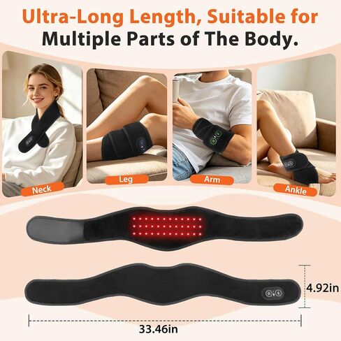 Neck Heating Pad with Massage, Heating Neck Wrap with 660nm 850nm Red Light, with 3000mAh Rechargeable, 3 Levels Heat & 3 Massage, Electric Nape Heating Pad for Soreness Stiffness in Saudi Arabia