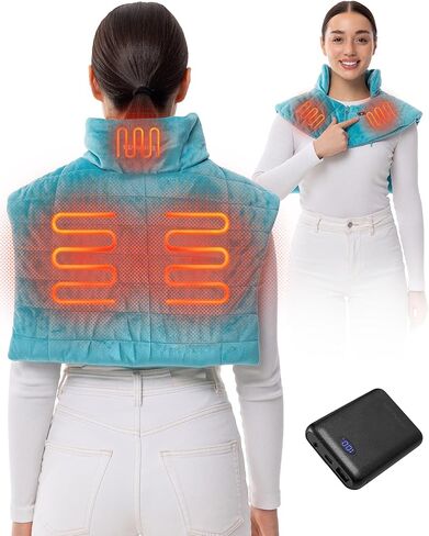 HENNCHEE Heating Pad for Neck and Shoulders Pain Relief, 10000mAh Battery Wireless Neck Warmer Back Heated Pad Grey in Saudi Arabia