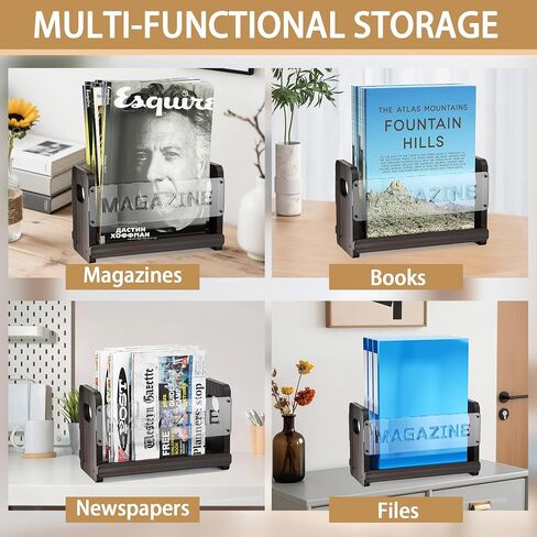 Rustic Wood Magazine Holder, Decorative Magazine Rack Floor, File Folder Organizer for Desk, Book Display Stand for Letters, Mails, Magazines, Books, Newspapers (Black) in Saudi Arabia