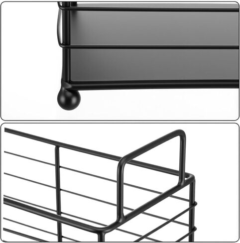 Metal Magazine Holder Rack, Black Iron Wire Storage Basket with Handles for Books, Newspapers, Tablets, Files, Mail Organizer for Home Office Living Room Bedroom in Saudi Arabia