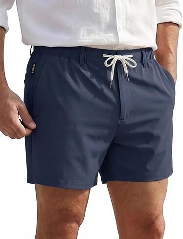 Mens 5.5 Inch Casual Shorts Pull on Short Inseam Summer Golf Stretch Lightweight Zip Pockets Waterproof Beach in Kuwait