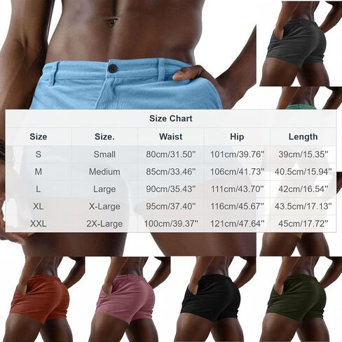 Men Corduroy 3" Shorts Stylish Skinny Gym Sweat Shorts Summer Casual Beach Sexy Bodybuilding Workout Short in Kuwait