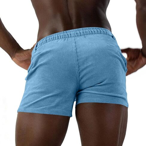 Men Corduroy 3" Shorts Stylish Skinny Gym Sweat Shorts Summer Casual Beach Sexy Bodybuilding Workout Short in Kuwait