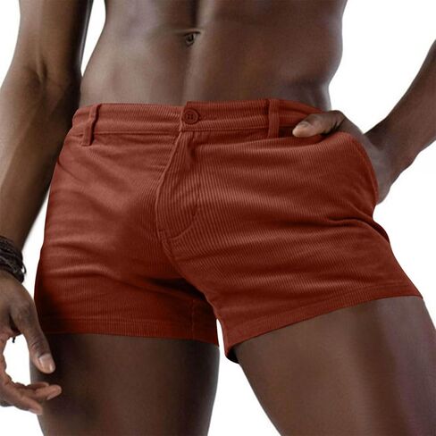 Men Corduroy 3" Shorts Stylish Skinny Gym Sweat Shorts Summer Casual Beach Sexy Bodybuilding Workout Short in Kuwait