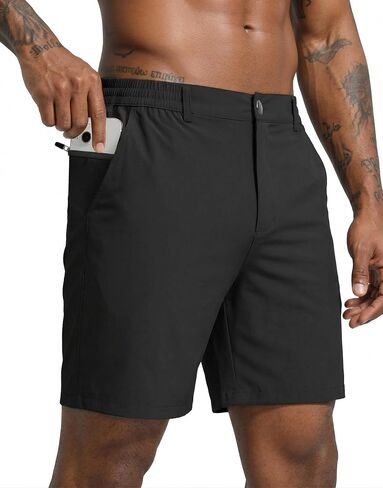 Men's Casual Shorts 7" Lightweight Stretch Golf Shorts for Men with 3 Pockets Quick Dry Breathable Work Shorts in Saudi Arabia