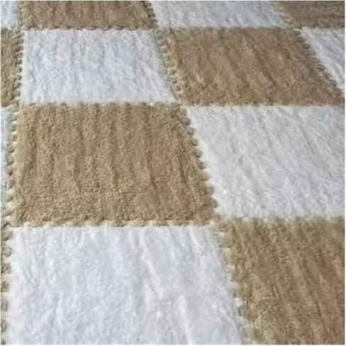 Solid Color Carpet Soft Plush Puzzle Mat BPA-Free Interlocking Foam Living Room Rug Warm Non-Slip Washable Floor Protector Home Decor Mat(White Camel,30x30cm 12Pcs) in Kuwait
