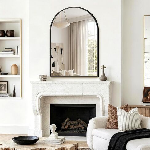 Arched Bathroom Mirror for Wall, 2 Pack 38"x26" Black Vanity Bathroom Mirror for Over Sink with Tempered Glass, Metal Framed Arch Mirror for Bedroom, Living Room, Entryway in Saudi Arabia