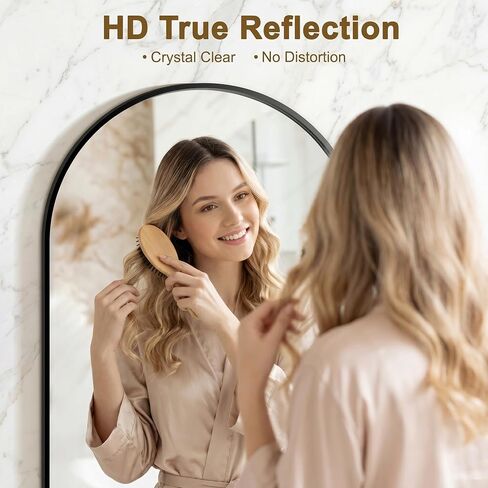 Arched Bathroom Mirror for Wall, 2 Pack 38"x26" Black Vanity Bathroom Mirror for Over Sink with Tempered Glass, Metal Framed Arch Mirror for Bedroom, Living Room, Entryway in Saudi Arabia