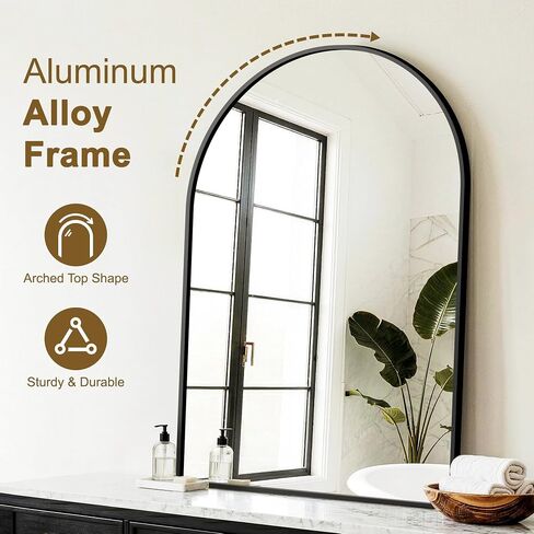 Arched Bathroom Mirror for Wall, 2 Pack 38"x26" Black Vanity Bathroom Mirror for Over Sink with Tempered Glass, Metal Framed Arch Mirror for Bedroom, Living Room, Entryway in Saudi Arabia