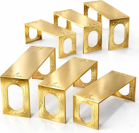 Gold Purse Display Stands Set of 6, Brushed Stainless Steel Display Risers with Laser-Cut Design, Metal Handbag Perfume Jewelry Stands for Vanity, Closet, Boutique & Retail Countertop Display (Gold 6) in Saudi Arabia