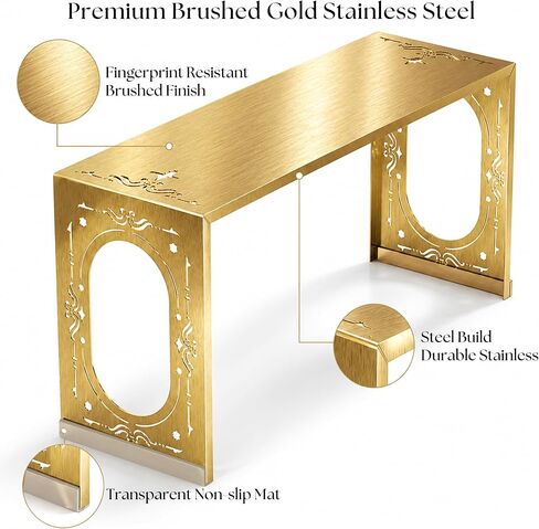 Gold Purse Display Stands Set of 6, Brushed Stainless Steel Display Risers with Laser-Cut Design, Metal Handbag Perfume Jewelry Stands for Vanity, Closet, Boutique & Retail Countertop Display (Gold 6) in Saudi Arabia