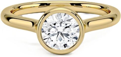 Hsitgexf Bezel-Set Round CZ Solitaire Ring for Women,14K Gold Tone Plated Minimalist Promise Ring,Cubic Zirconia Everyday Band Stackable Jewelry Size 6-10(6) in Saudi Arabia