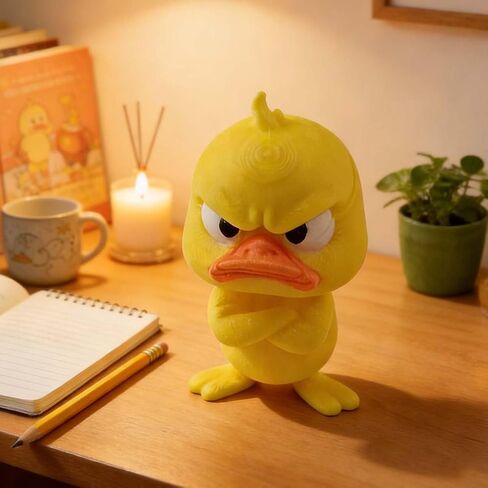 Printed Grumpy Standing Yellow Duck Figurine,Small Funny Duck Sculpture,Mini Desktop Ornament & Kids Toy for Home Decor in Kuwait