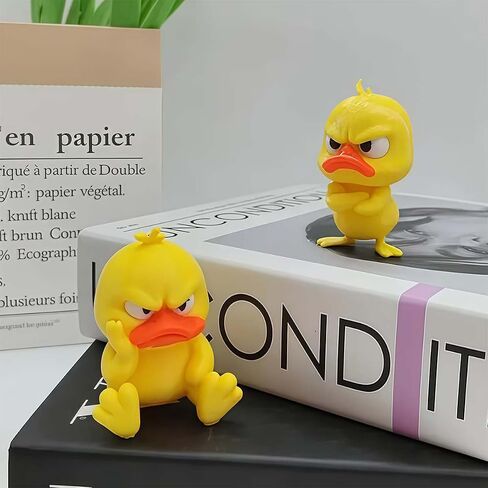 Printed Grumpy Standing Yellow Duck Figurine,Small Funny Duck Sculpture,Mini Desktop Ornament & Kids Toy for Home Decor in Kuwait