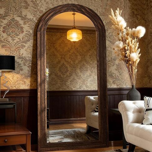 Otlsh Full Length Mirror, Wood Frame, Standing Mirror, Wall Mirror-Walnut in Saudi Arabia