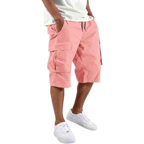 Baggy Cargo Shorts for Men Plus Size Elastic Waist Summer Bottoms Drawstring Casual Pockets Hiking Outdoor Clothes in Saudi Arabia