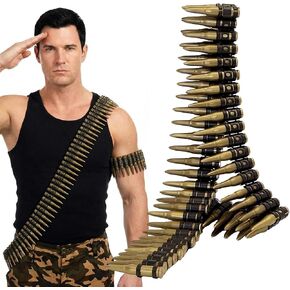 Fake Bullet Belt Plastic Army Bandolier Military Costume Accessory Tactical Ammo for Halloween Cosplay Masquerade Stage Performance Party Brown in Saudi Arabia