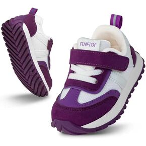 Toddler Sneakers Boys Girls Wide Toe Box | Flexible Sole Athletic Walking Shoes | Breathable Mesh & Easy Clean Faux Leather Slip On for Daycare, Size 4-8 in Saudi Arabia
