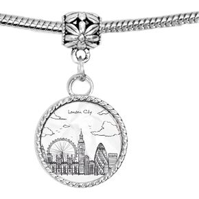 Arthwick Store Pen Illustration of London City with The Eye, Big Ben, and Other Attractions Charm Pendant Bracelet in Saudi Arabia