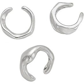 3pcs Silver Ear Cuffs Non Piercing Silver Ear Cuff Earrings for Women Punk Earring Cuff Earring Set Non Pierced Clip Earrings Fashion Jewelry Accessories in Saudi Arabia