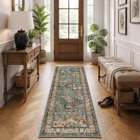 5x7 Washable Area Rug, Vintage Animals Print Boho Rug, Non Slip Low Pile Stain Resistance Floor Carpet for Living Room Bedroom Dining Room Nursery Home Decor in Saudi Arabia