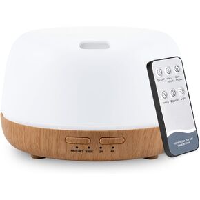 300ML Essential Oil Aromatherapy Diffuser with Remote Control - Quiet Ultrasonic Cool Mist, 7 Color LED Light, 4 Timer Modes, Auto Shut-Off for Bedroom, Office, Yoga & Spa in Saudi Arabia