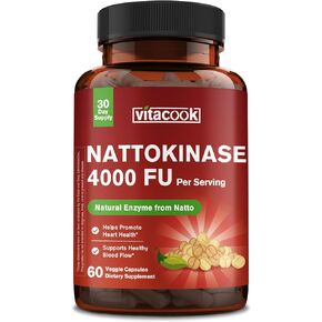 Nattokinase 4000 FU Per Serving, Derived from Japanese Natto, Systemic Enzymes for Heart and Circulatory Support, 60 Vegan Capsules, Non GMO in Saudi Arabia