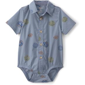 Oshkosh Baby Boy Buttonfront Bodysuit, White Truck Print, 6M in Saudi Arabia