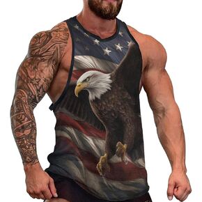 Men's American Flag Eagle Print Tank Top July 4th Patriotic Gym Muscle Sleeveless Shirt in Saudi Arabia