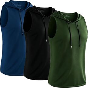 HovSiyla 3 Pack Mens Workout Athletic Hoodied Tank Tops Dry Fit Gym Wicking Sport Mesh Breathable Running Sleeveless Shirts in Saudi Arabia